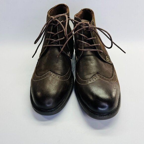 English Laundry Mens Chuck Size 10.5 Ankle Boots Brown Leather Wingtip EL2504B - Picture 2 of 15